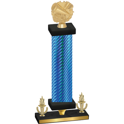 Premium Single Blue Carbon Fiber Victory Cheerleading Trophy