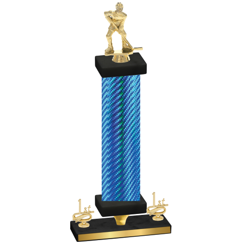 Premium Single Blue Carbon Fiber First Place Hockey Trophy