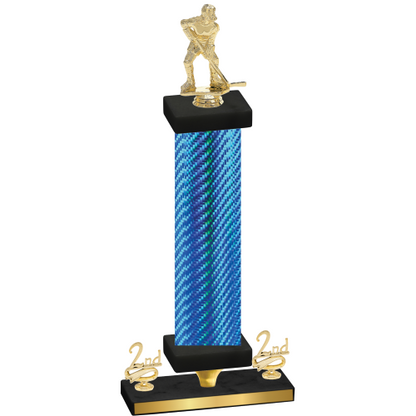 Premium Single Blue Carbon Fiber Second Place Hockey Trophy