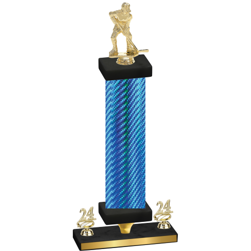 Premium Single Blue Carbon Fiber Year Hockey Trophy