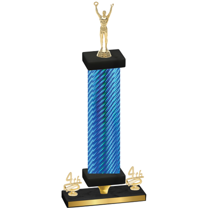 Premium Single Blue Carbon Fiber Fourth Place Victory Trophy