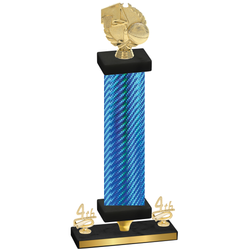Premium Single Blue Carbon Fiber Fourth Place Basketball Trophy