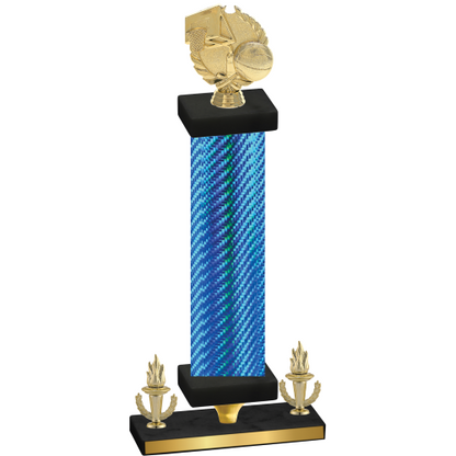 Premium Single Blue Carbon Fiber Victory Basketball Trophy