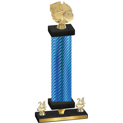 Premium Single Blue Carbon Fiber Year Basketball Trophy