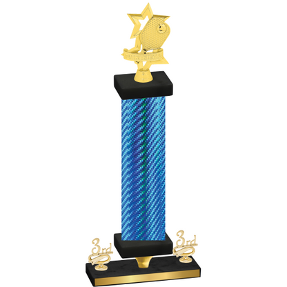 Premium Single Blue Carbon Fiber Third Place Pickleball Trophy