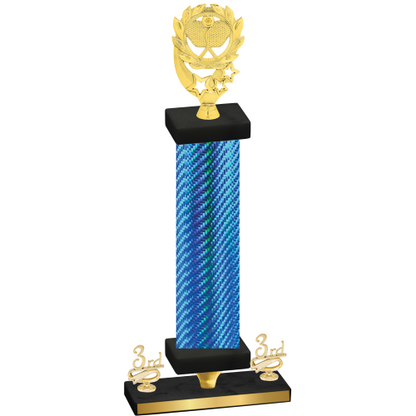 Premium Single Blue Carbon Fiber Third Place Pickleball Trophy