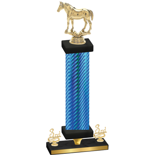 Premium Single Blue Carbon Fiber Third Place Horses Trophy