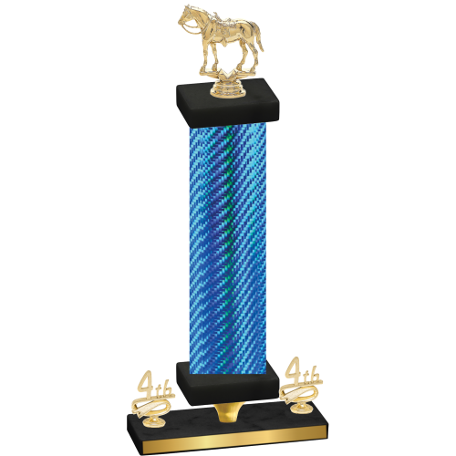 Premium Single Blue Carbon Fiber Fourth Place Horses Trophy