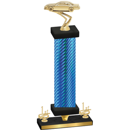 Premium Single Blue Carbon Fiber First Place Cars Trophy