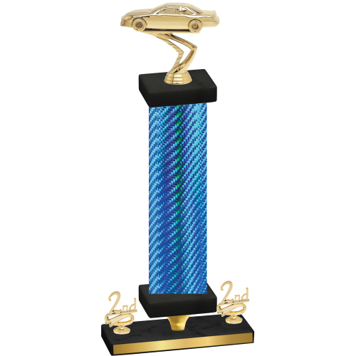 Premium Single Blue Carbon Fiber Second Place Cars Trophy