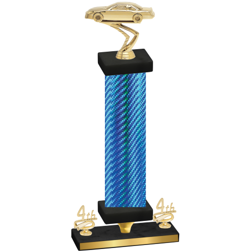 Premium Single Blue Carbon Fiber Fourth Place Cars Trophy