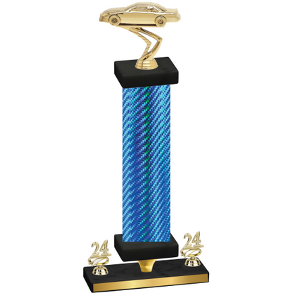 Premium Single Blue Carbon Fiber Year Cars Trophy