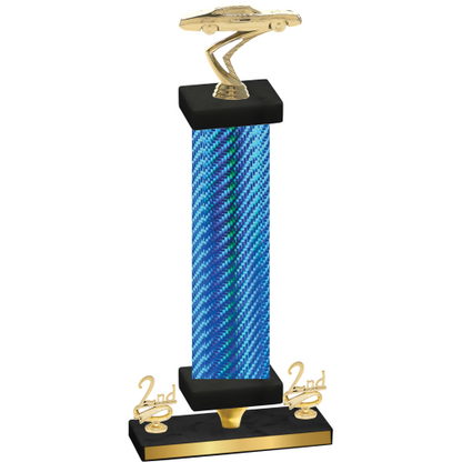 Premium Single Blue Carbon Fiber Second Place Cars Trophy