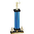 Premium Single Blue Carbon Fiber Victory Archery Trophy