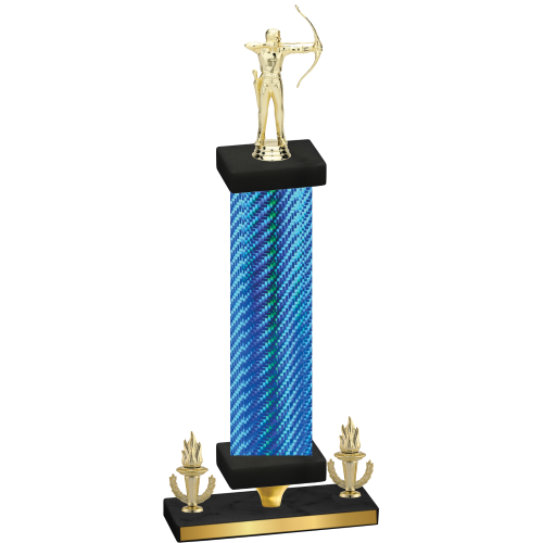 Premium Single Blue Carbon Fiber Victory Archery Trophy