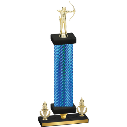 Premium Single Blue Carbon Fiber Victory Archery Trophy