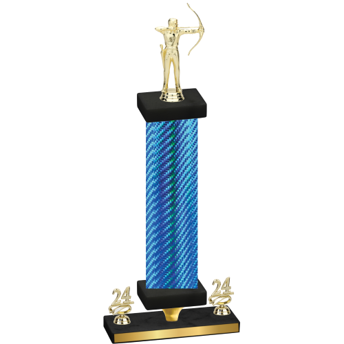 Premium Single Blue Carbon Fiber Year Archery Trophy