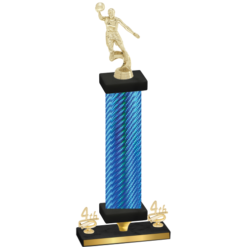 Premium Single Blue Carbon Fiber Fourth Place Basketball Trophy