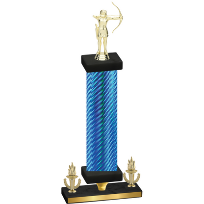 Premium Single Blue Carbon Fiber Victory Archery Trophy