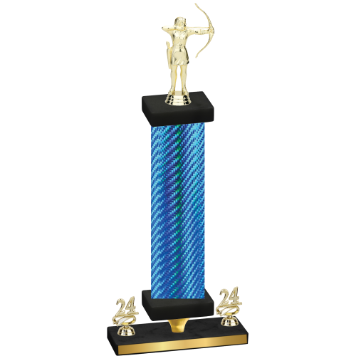 Premium Single Blue Carbon Fiber Year Archery Trophy