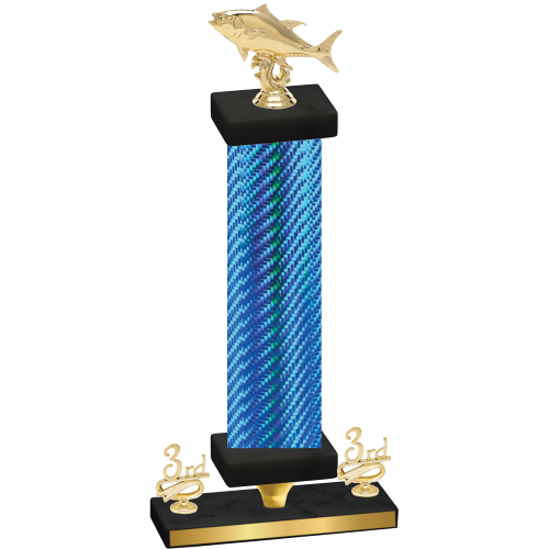 Premium Single Blue Carbon Fiber Third Place Fishing Trophy