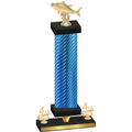 Premium Single Blue Carbon Fiber Fourth Place Fishing Trophy