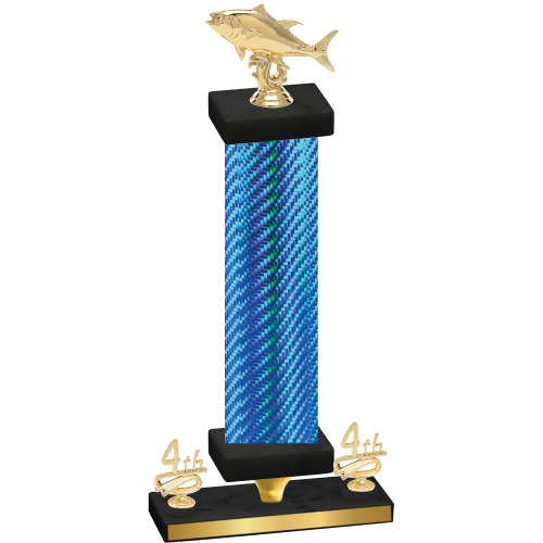 Premium Single Blue Carbon Fiber Fourth Place Fishing Trophy