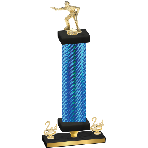 Premium Single Blue Carbon Fiber Second Place Shooter Trophy