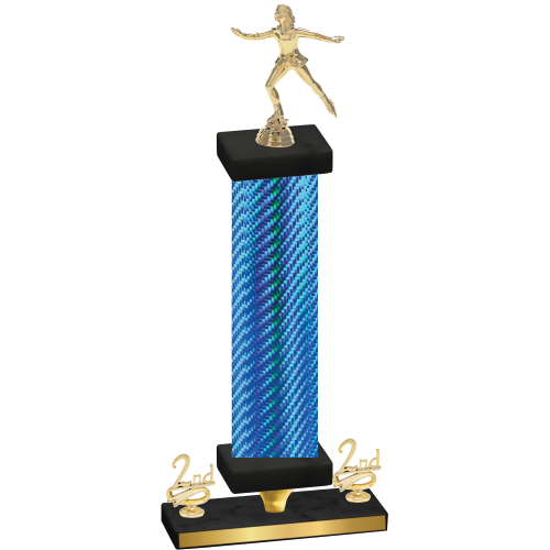 Premium Single Blue Carbon Fiber Second Place Skater Trophy