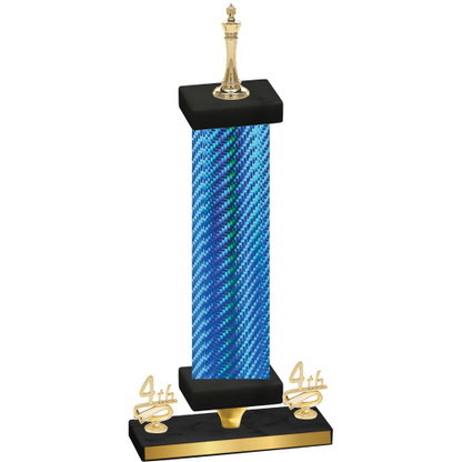 Premium Single Blue Carbon Fiber Fourth Place Chess Trophy