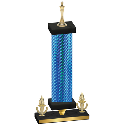 Premium Single Blue Carbon Fiber Victory Chess Trophy