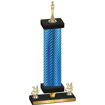 Premium Single Blue Carbon Fiber Year Chess Trophy