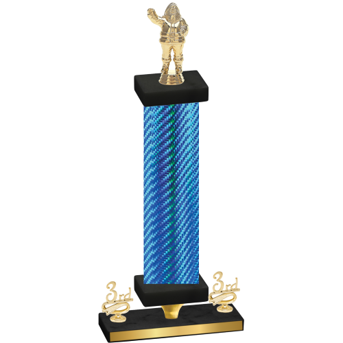 Premium Single Blue Carbon Fiber Third Place Holiday Trophy