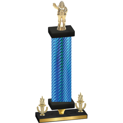 Premium Single Blue Carbon Fiber Victory Holiday Trophy
