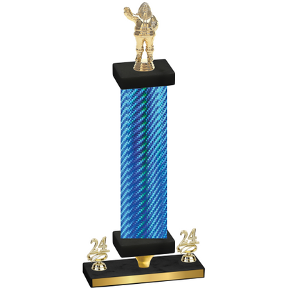 Premium Single Blue Carbon Fiber Year Holiday Trophy