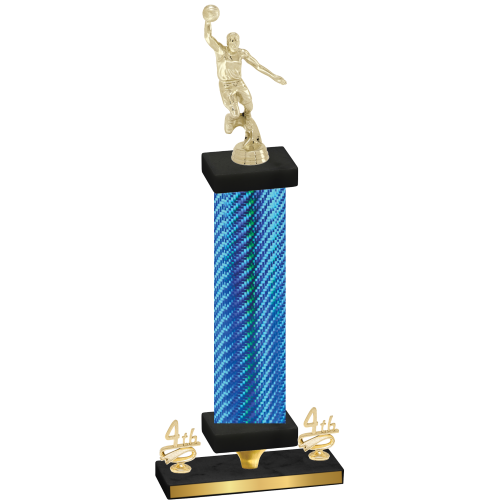 Premium Single Blue Carbon Fiber Fourth Place Basketball Trophy