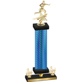 Premium Single Blue Carbon Fiber Third Place Flag Football Trophy