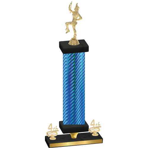 Premium Single Blue Carbon Fiber Fourth Place Majorette Trophy