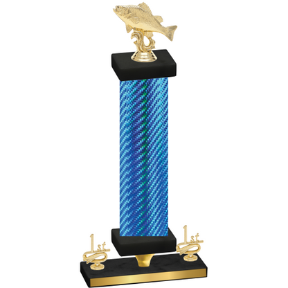 Premium Single Blue Carbon Fiber First Place Fishing Trophy