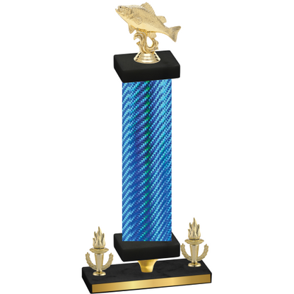 Premium Single Blue Carbon Fiber Victory Fishing Trophy