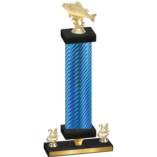 Premium Single Blue Carbon Fiber Year Fishing Trophy