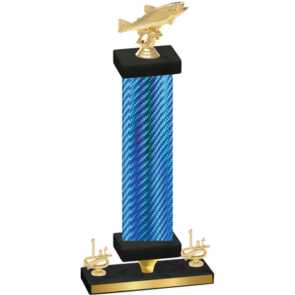 Premium Single Blue Carbon Fiber First Place Fishing Trophy