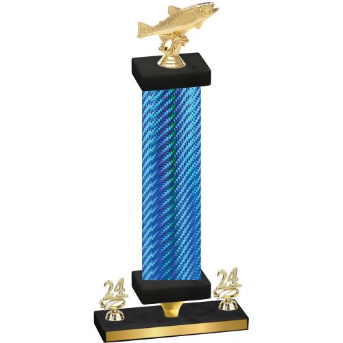 Premium Single Blue Carbon Fiber Year Fishing Trophy