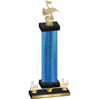 Premium Single Blue Carbon Fiber Third Place Music Trophy