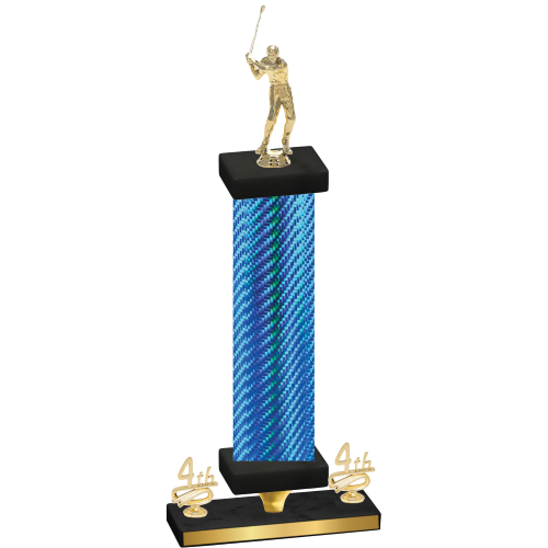 Premium Single Blue Carbon Fiber Fourth Place Golf Trophy
