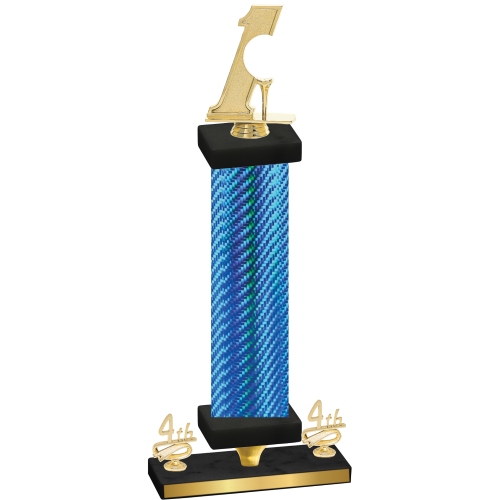 Premium Single Blue Carbon Fiber Fourth Place Golf Trophy