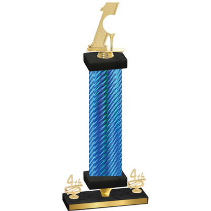 Premium Single Blue Carbon Fiber Fourth Place Golf Trophy