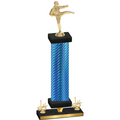 Premium Single Blue Carbon Fiber First Place Karate Trophy