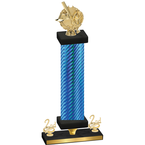 Premium Single Blue Carbon Fiber Second Place Baseball Trophy