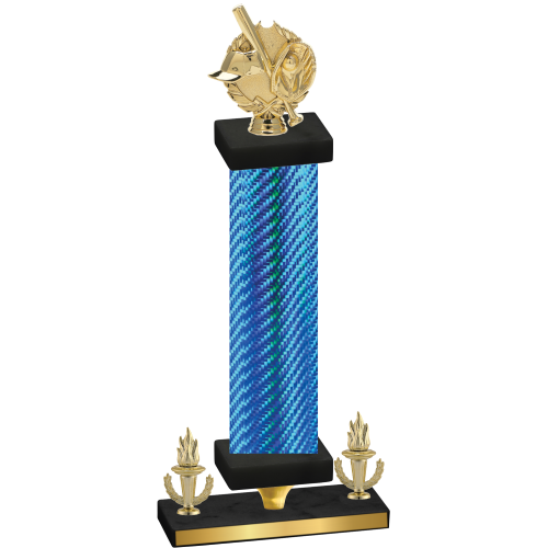 Premium Single Blue Carbon Fiber Victory Baseball Trophy